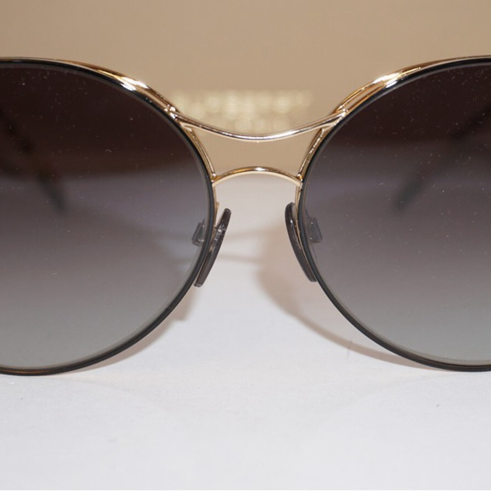 Burberry Gold Frame Sunglasses with Black Lenses